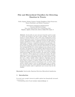 Flat and Hierarchical Classifiers for Detecting Emotion in Tweets