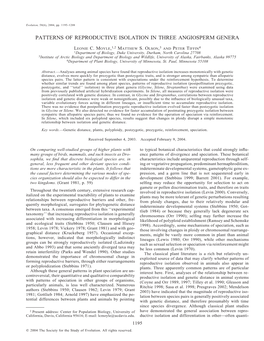 Patterns of Reproductive Isolation in Three Angiosperm Genera