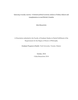 Querying Everyday Scarcity: a Feminist Political Economy Analysis of Kidney Dialysis and Transplantation in Rural British Columbia