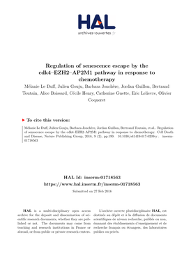 Regulation of Senescence Escape by the Cdk4–EZH2–AP2M1 Pathway In