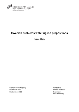 Swedish Problems with English Prepositions