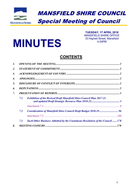 Special Council Minutes