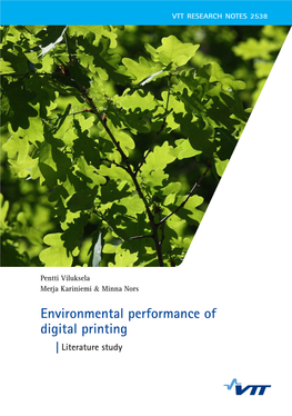 Environmental Performance of Digital Printing. Literature Study