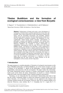 Tibetan Buddhism and the Formation of Ecological Consciousness: a View from Buryatia