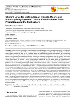 Chime's Laws for Distribution of Planets, Moons and Planetary Ring