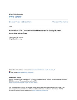 Validation of a Custom-Made Microarray to Study Human Intestinal Microflora