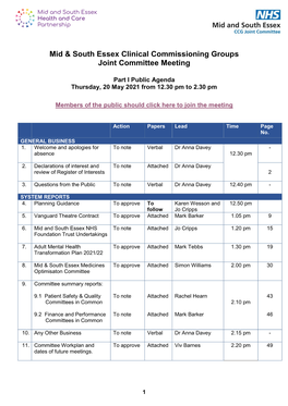 Mid & South Essex Clinical Commissioning Groups Joint