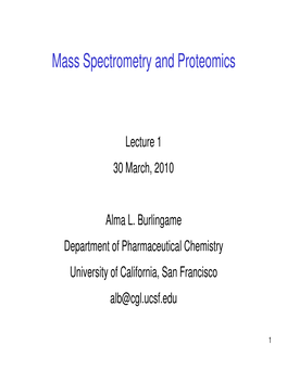 Mass Spectrometry and Proteomics