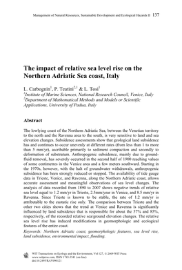 The Impact of Relative Sea Level Rise on the Northern Adriatic Sea Coast, Italy