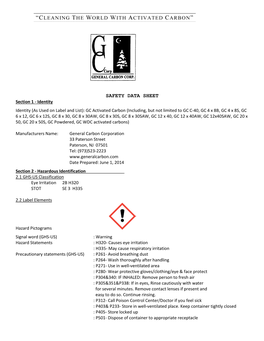 Safety Data Sheet “Cleaning the World with Activated Carbon”