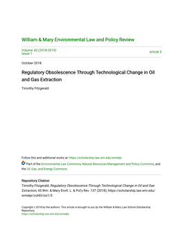 Regulatory Obsolescence Through Technological Change in Oil and Gas Extraction