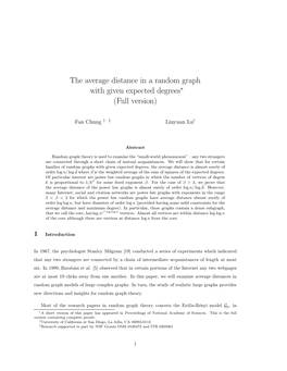 The Average Distance in a Random Graph with Given Expected Degrees∗ (Full Version)