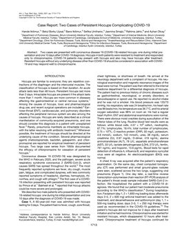 Case Report: Two Cases of Persistent Hiccups Complicating COVID-19