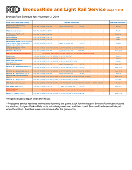 Broncosride and Light Rail Service Page 1 of 2