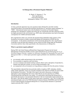 Is Chlorpyrifos a Persistent Organic Pollutant?