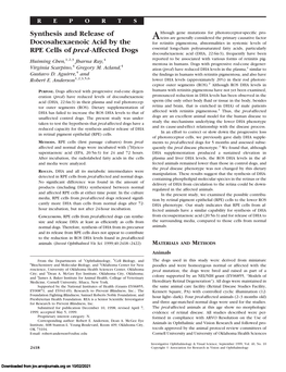 Synthesis and Release of Docosahexaenoic Acid by the RPE