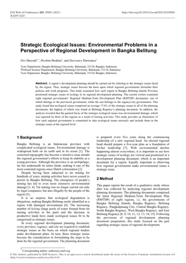 Environmental Problems in a Perspective of Regional Development in Bangka Belitung