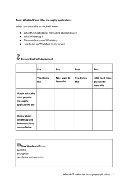Whatsapp and Other Messaging Applications 1 Topic: Whatsapp