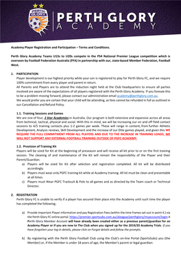 Terms and Conditions. Perth Glory Academy Teams U13s To