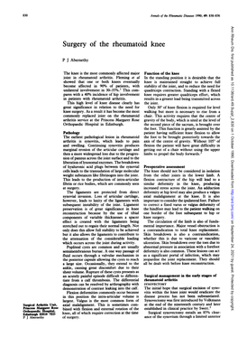 Surgery of the Rheumatoid Knee