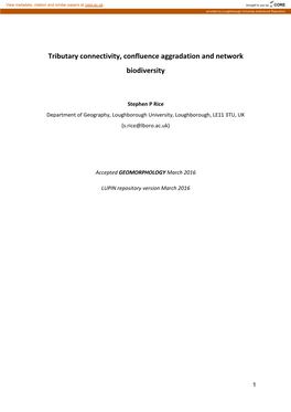 Tributary Connectivity, Confluence Aggradation and Network Biodiversity