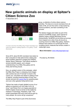 New Galactic Animals on Display at Spitzer's Citizen Science Zoo 17 December 2013