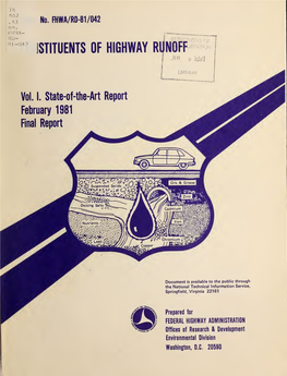 Constituents of Highway Runoff February 1981 Volume I, State-Of-The-Art Report 6