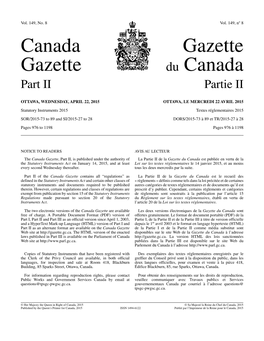 Canada Gazette, Part II