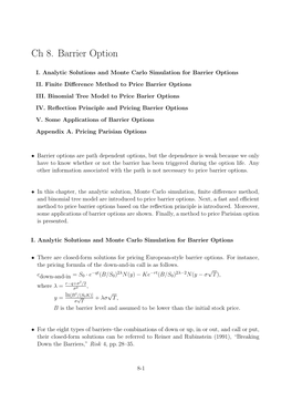 Ch 8. Barrier Option