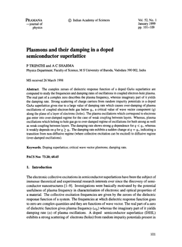 Plasmons and Their Damping in a Doped Semiconductor Superlattice