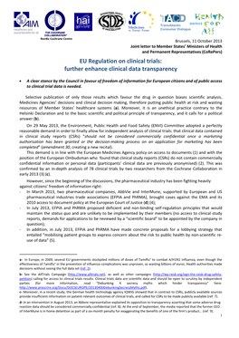 EU Regulation on Clinical Trials: Further Enhance Clinical Data Transparency