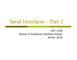 Serial Interfaces – Part 2