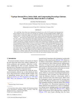 Upslope Internal-Wave Stokes Drift, and Compensating Downslope Eulerian Mean Currents, Observed Above a Lakebed