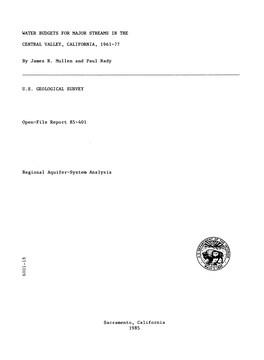 Water Budgets for Major Streams in the Central Valley, California, 1961-77