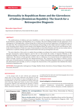 Bisexuality in Republican Rome and the Güevedoces of Salinas (Dominican Republic): the Search for a Retrospective Diagnosis