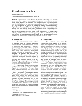 Cryovolcanism: Ice As Lava