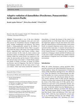 (Perciformes, Pomacentridae) in the Eastern Pacific