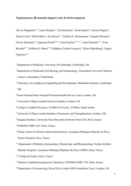 1 Topoisomerase 2Β Mutation Impairs Early B Cell Development Olivier