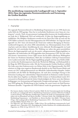 Die Mecklenburg-Vorpommersche Landtagswahl Vom 4. September 2016 25 Die Mecklenburg-Vorpommersche Landtagswahl Vom 4