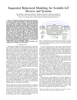 Sequential Behavioral Modeling for Scalable Iot Devices and Systems