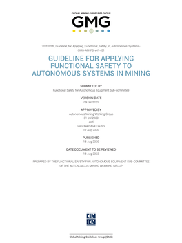 Guideline for Applying Functional Safety to Autonomous Systems in Mining