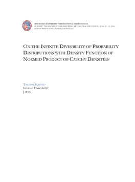 On the Infinite Divisibility of Probability Distributions with Density Function of Normed Product of Cauchy Densities