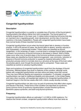 Congenital Hypothyroidism