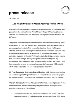 Arts Council Press Release