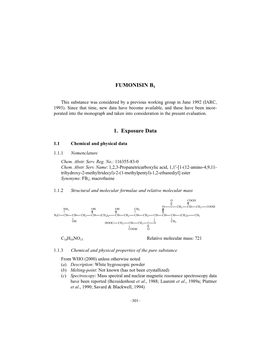 FUMONISIN B1 1. Exposure Data