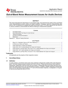 Out-Of-Band Noise Measurement Issues for Audio Devices