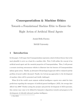 Consequentialism & Machine Ethics Towards a Foundational Machine