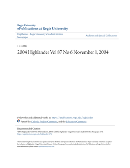 2004 Highlander Vol 87 No 6 November 1, 2004