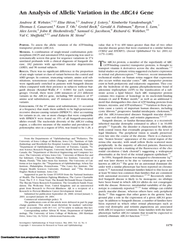 An Analysis of Allelic Variation in the ABCA4 Gene