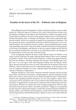 Troubles in the Heart of the EU – Political Crisis in Belgium